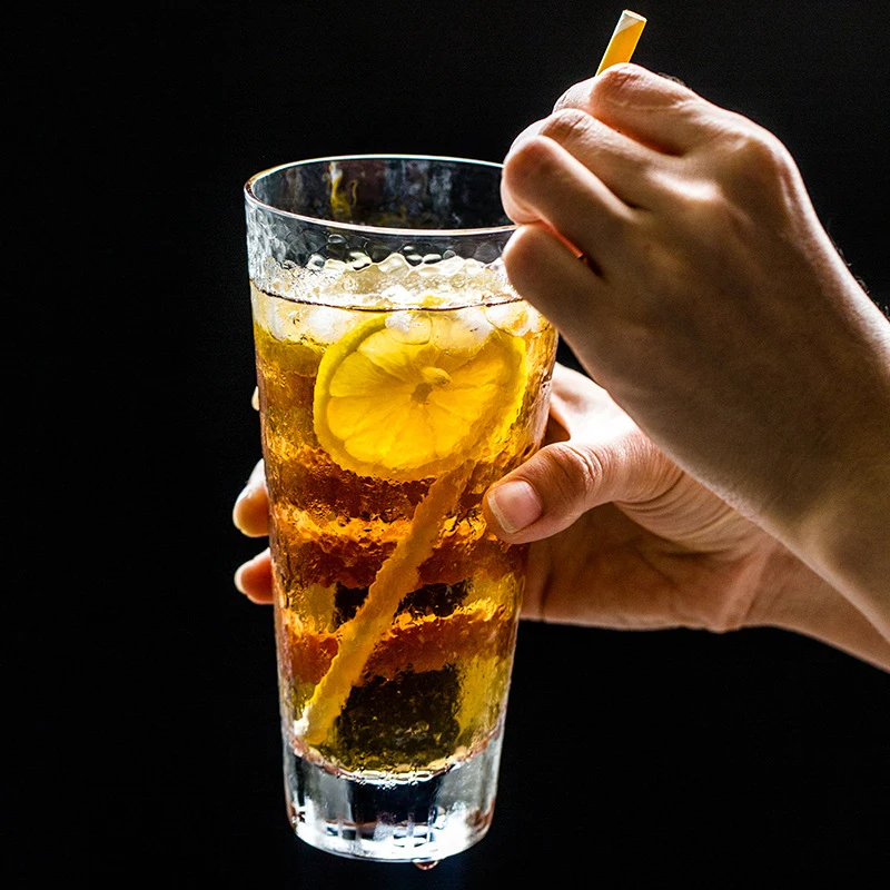 330ml Glasses Transparent Water Cup Beverage Cup Embossed Glass Heat-resistant Tea Creative Hammer Pattern Glass