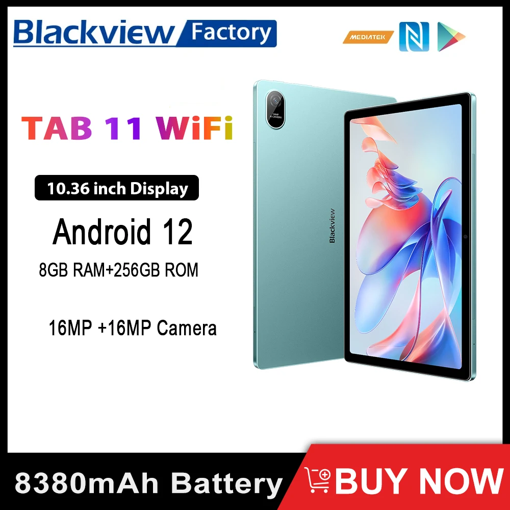 Blackview-Tablette PC Tab 11, avec batterie 8380mAh, 14 Go + 256 Go,  Android 12, écran 10.36 pouces graphite K FHD +, MTK MT8AVI, caméra 16MP -  AliExpress