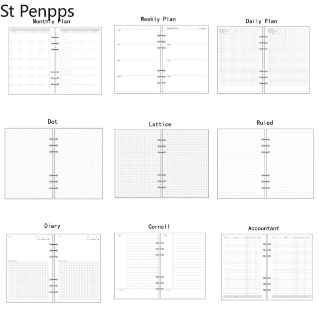  A7 Planner Inserts for 11 Packs, A7 Agenda Refill