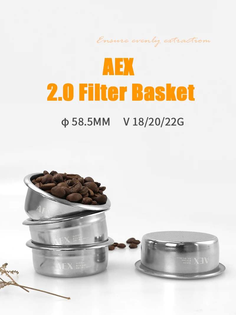 Description Picture 4 of itemCoffee Filter Basket 58MM AEX Precise 18g 22g With Puck Screen For Bottomless Portafilter Espresso Machine Barista Accessories