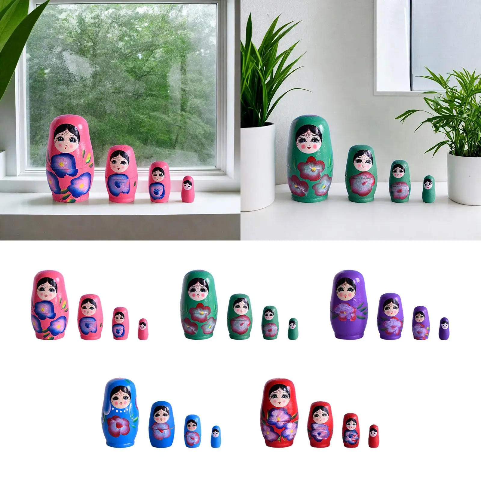 4 Pieces Nesting Doll Toy Cute Matryoshka Dolls for Tabletop Holiday Decor