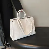 Sac à bandoulière en cuir PU pour femmes, grande capacité, marque de styliste, sac à main pour les déplacements Crocodile, grands fourre-tout, bolsas noir 1