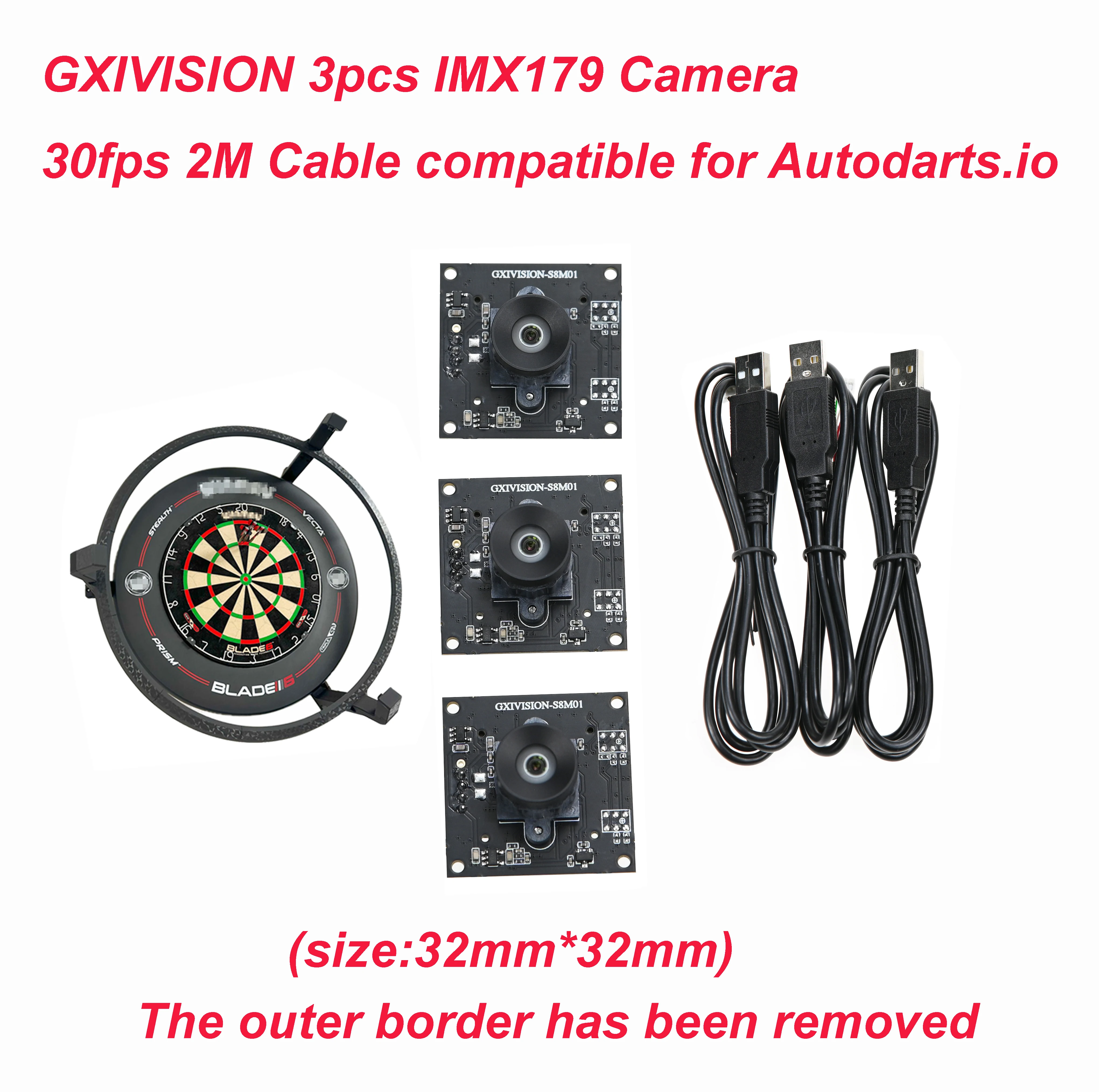 GXIVISION เว็บแคม IMX179 30fps 2M 3 มม.เลนส์ไม่มีการบิดเบือน,โมดูลกล้อง USB, สําหรับ Autodarts.io คะแนนระบบ 1