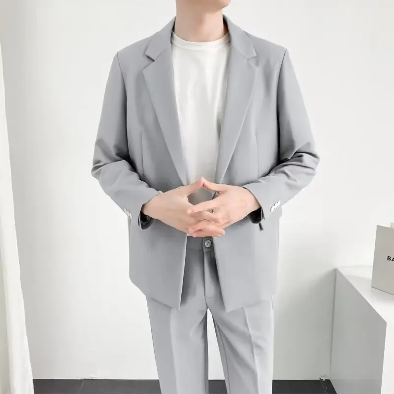 Men Western Suit Korean Style Slim Fit Men's Suit Casual Business Attire Lightweight Spring Autumn Season Western Style Clothing For Men