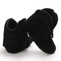 Classic 0-18M Baby Autumn Winter Boots Baby Girl Boys Black Warm Shoes Solid Fashion Toddler Fuzzy Balls First Walkers Kid Shoes 4