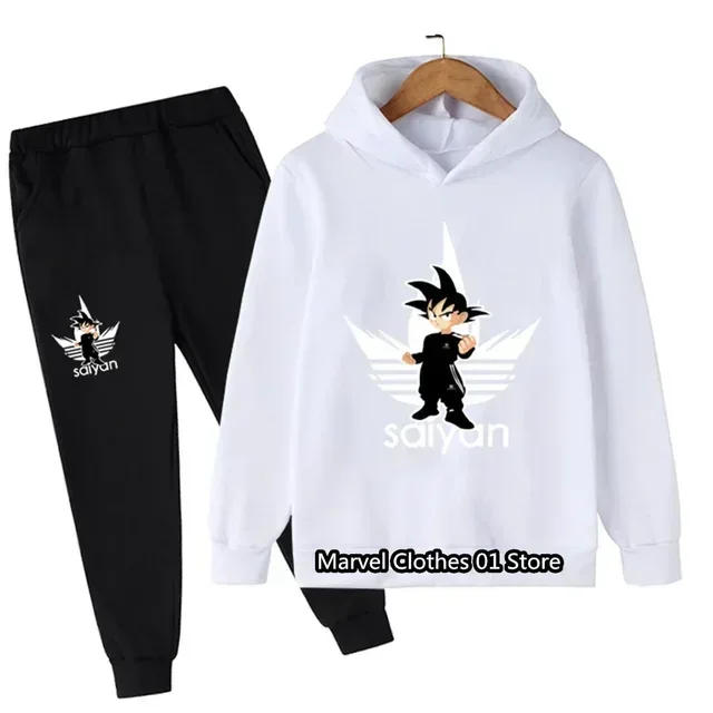 thumbnail image 1 of Conjunto de sudadera y pantalones con capucha para niños, 2 piezas, ropa de abrigo de Anime Goku, regalo para niños, 1 of 5