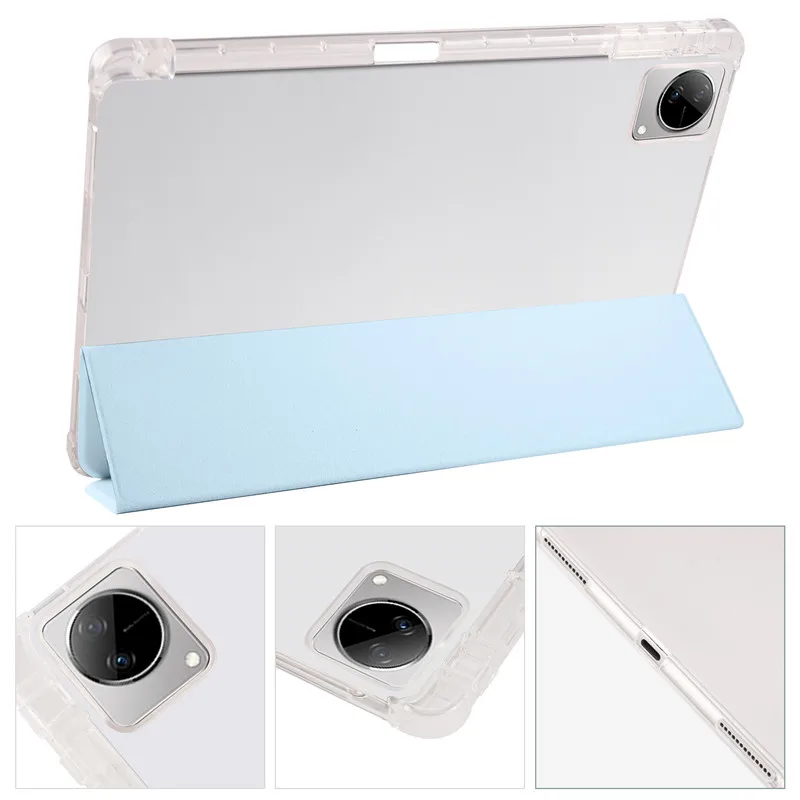 For Vivo Pad Tablet Case 2022 11 inch Tri Fold Solid PU Leather Soft TPU Back Shell For Vivo Pad 11 Cover With Pen Slots Funda_voghion.com