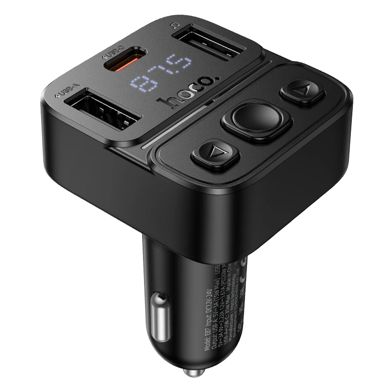 HOCO E87 35W High Power Car FM Transmitter with PD20W & 15W Fast Charging