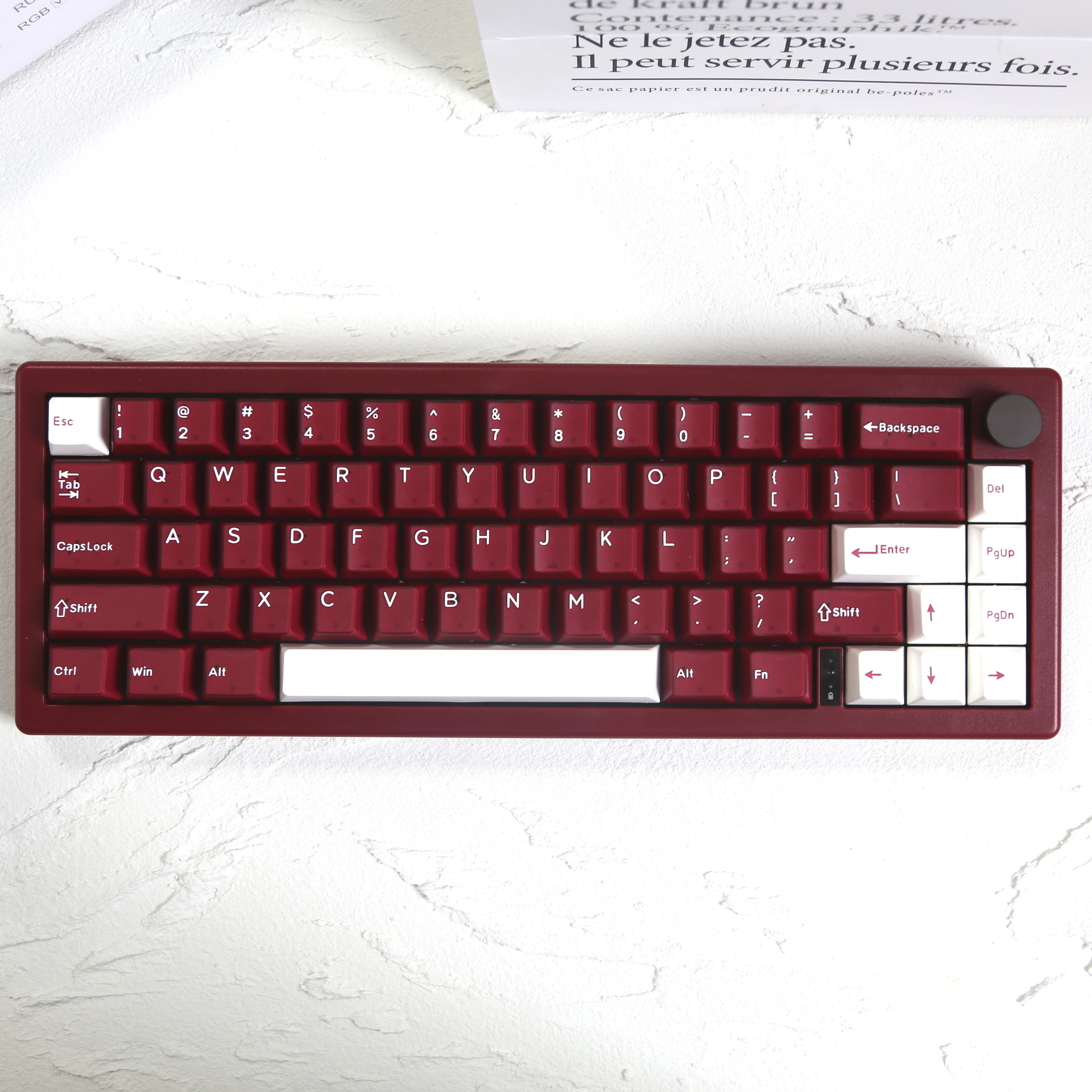 Teclado Mecânico Vermelho Profundo Kit Bluetooth 2.4g sem Fio Prendido Personalizado com Rgb Retroiluminado Gmk67 65