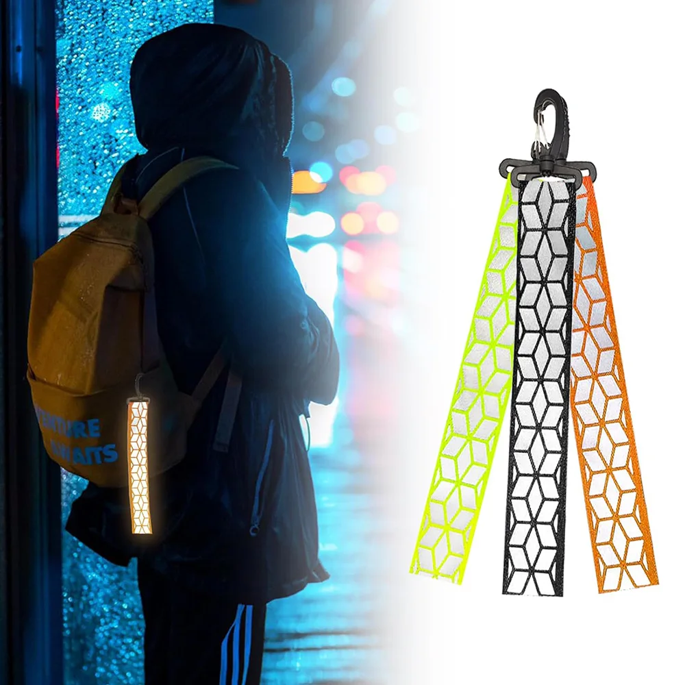 1pc/2pcs Safety Reflective Pendant, Backpack Protection Keychain, Night Walking Anti-collision Backpack Strap Reflective Pendant