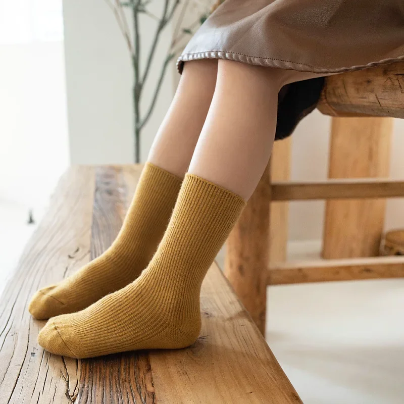 Kids Wool Socks Children Boys Girls Spring Autumn Soft Warm Socks Baby Fashion Solid Color Kids Long Winter Stuff