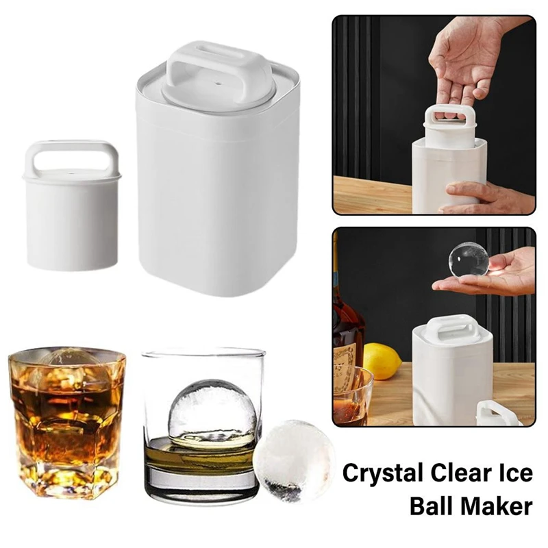 1 PCS Crystal Clear Ice Ball Maker Whiskey Round Bubble-Free Square 3D Sphere Mold Mould Ice Box White