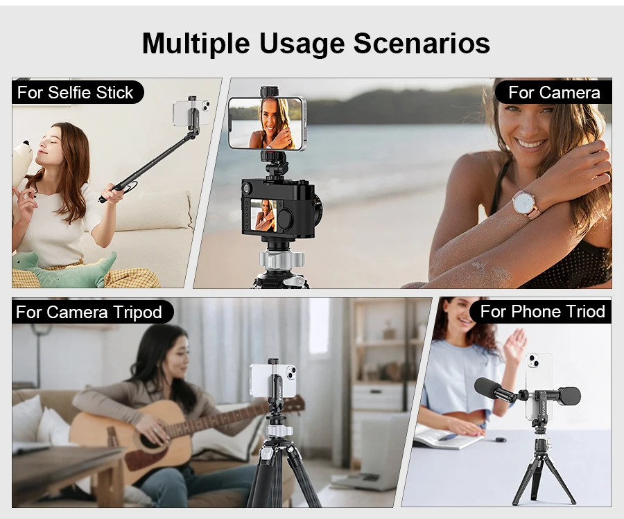 PM11 Portable Phone Mount Holder Clamp Dual Cold Shoe Rotatable Digtal Camera Br