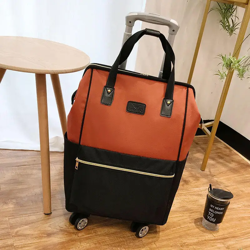 Short suitcase Large capacity duffel bag Boarding trolley case women\'s light travel bag for business trip men\'s luggage bag
