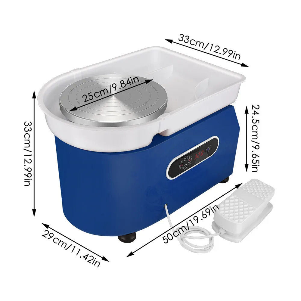 Electric Pottery Wheel with LCD Display 25CM 350W Pottery Wheel Ceramic Work Clay DIY Craft Dual Control Removable ABS Basin pottery wheel ceramic tools