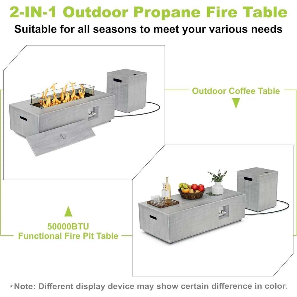 Outdoor Fire Pit Table Propane Gas Fire pits &Outdoor Fireplaces 42″ Rectangular Firepit Table, 50,000 BTU Fire Table 3