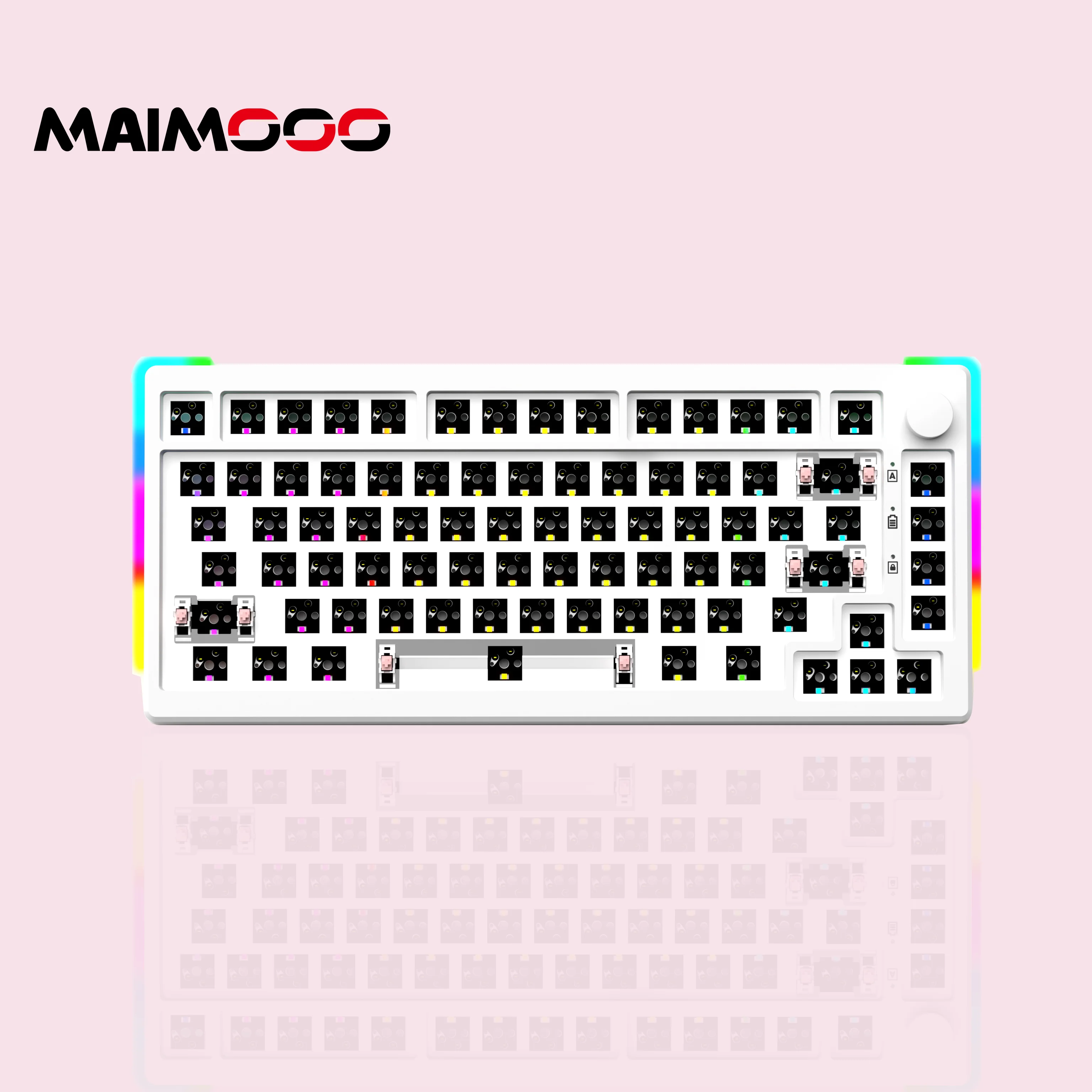 Maimooo-diy Kit de Teclado Mecânico Kx75 75 bt 2.4g Usb Hot-swap Rgb Luz de Fundo Preto Branco 82-chave Estrutura de Junta