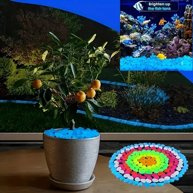 Glow In The Dark Garden Pebbles Stones Rocks For Yard And Walkways Decor Fairy Garden DIY Decorative Luminous Stones aquarium decoration stones