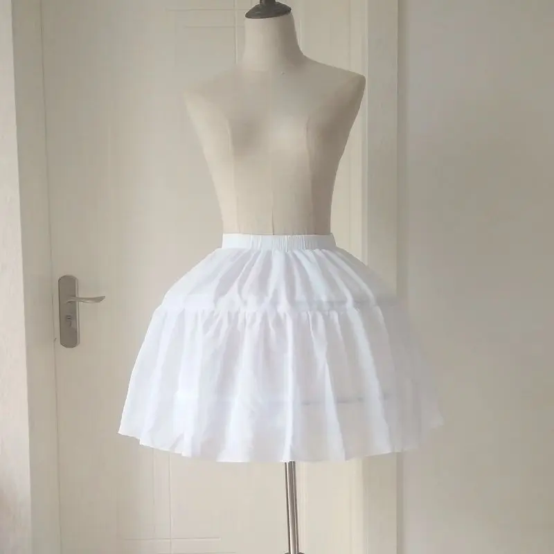 Short Chiffon Lolita Cosplay Crinoline Petticoats Pleated Mini Layer Adjustable Tutu Underskirt