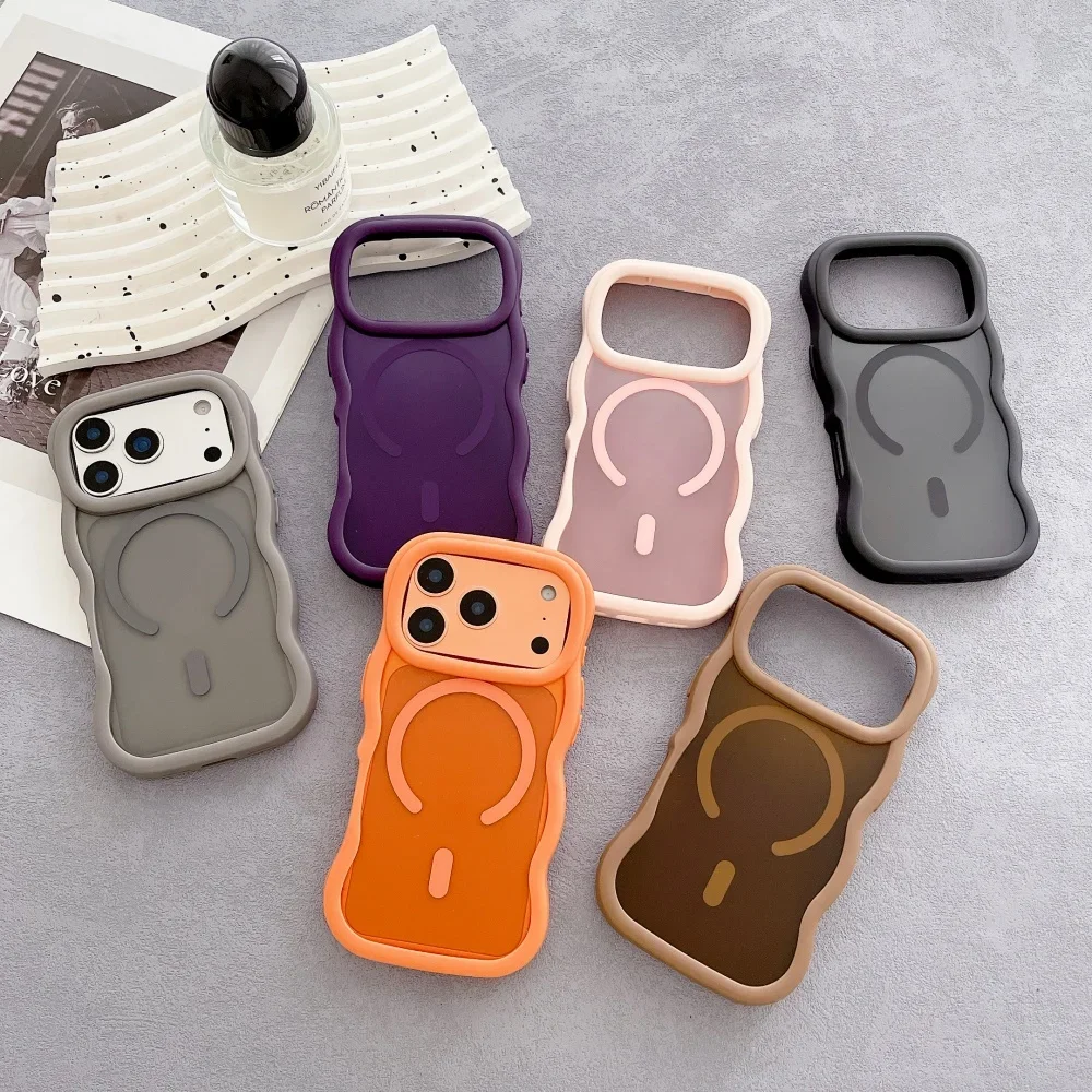 Stylish Candy Wave Matte Phone Case with Magsafe Compatibility