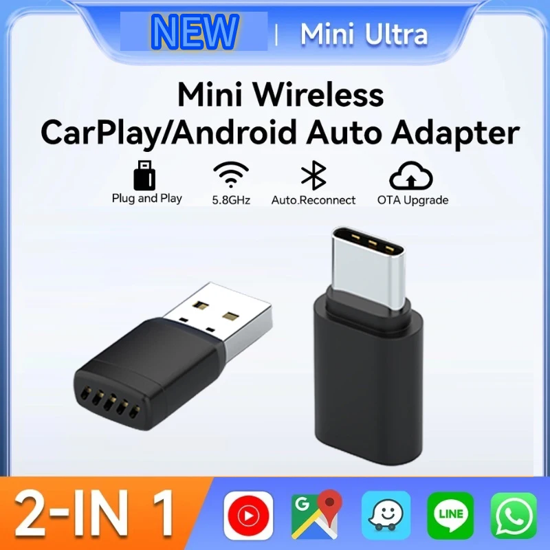 2 in 1 Wired to Wireless Car CarPlay Adapter Android thumbnail 2