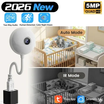 5MP Tuya Smart USB Light Bulb Mini Wifi Camera Indoor 2K Security Camera For Baby Monitor Auto Tracking Wireless IP Surveillance 1