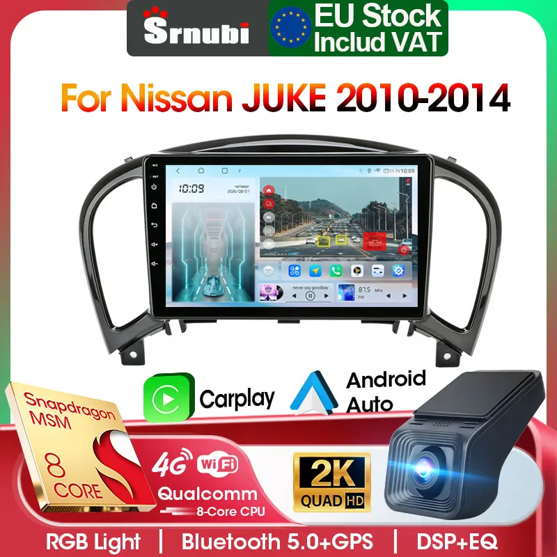 Srnubi Auto Stereo Radio Für Nissan Juke YF15 2010-2014 Drahtlose Carplay Android Auto Spiegel Link BT GPS navigation DVD Kopf Einheit