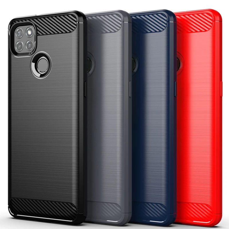 Durable Carbon Fiber Silicone Bumper Phone Case - 6.8 Inch