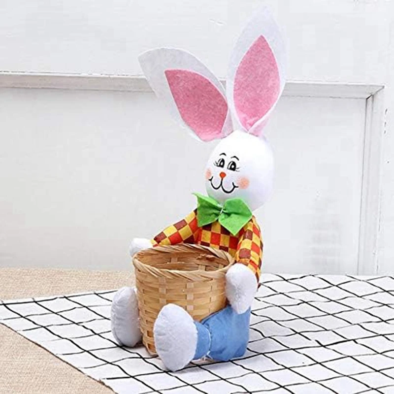 Easter Decorations,Cute Bunny Easter Basket Eggs Candy Gifts Storage Rabbit Bag Party Decoration Durable About 30X12cm