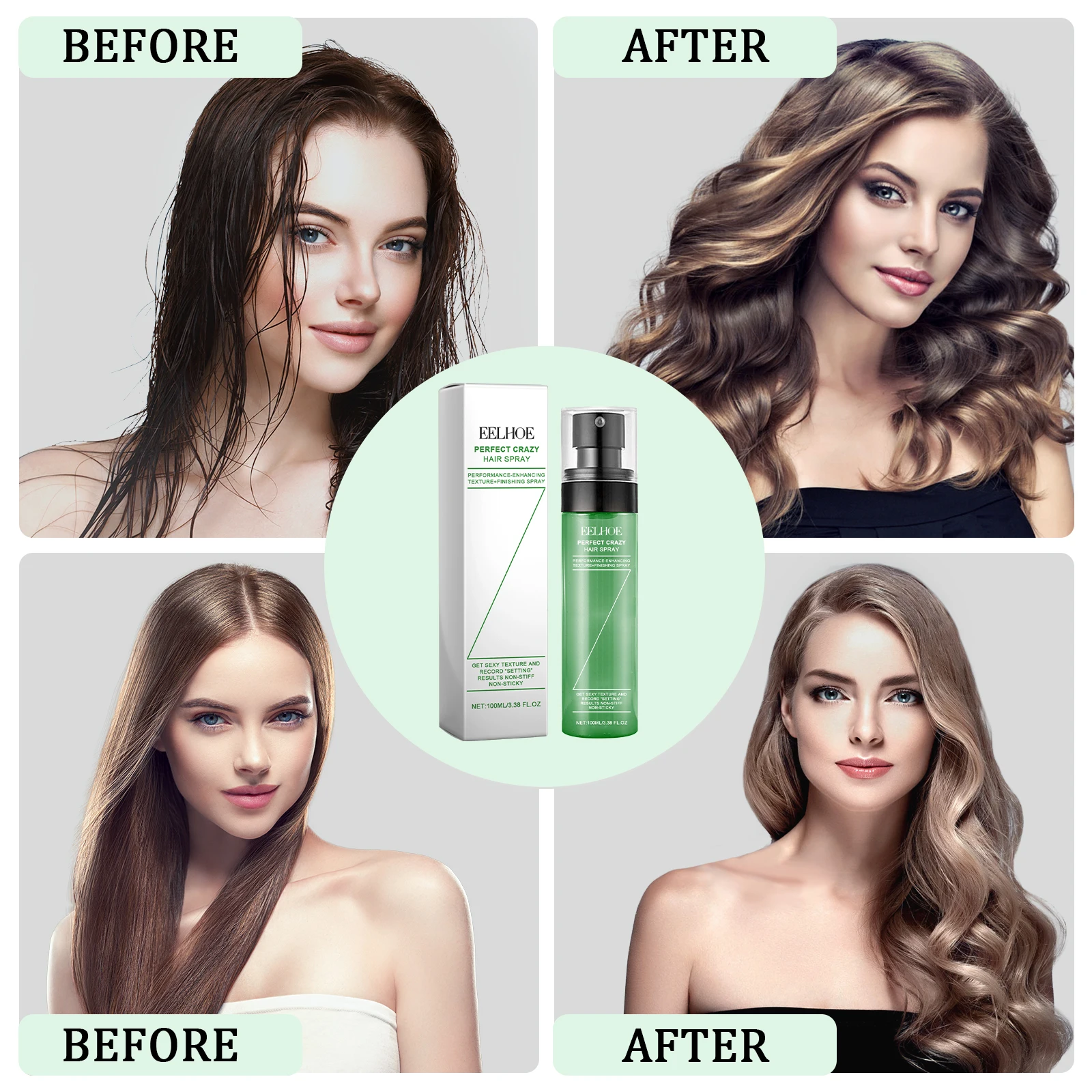 Hair Styling Spray EELHOE Hair Styling Spray No Wash Fluffy Volumising Dry Hair Atomization Fluid Travel Samples Long Lasting Styling Holding