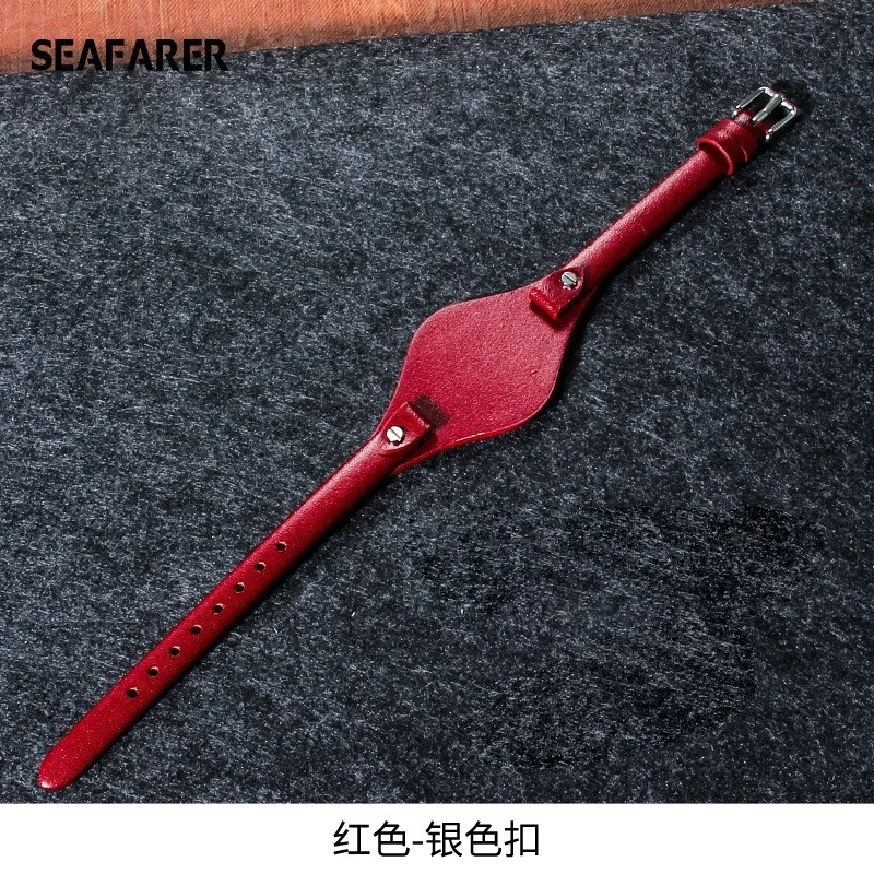 Premium Genuine Leather Waterproof Watchbands with U-Shaped Base, 8mm Strap