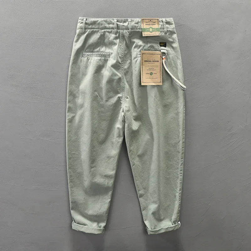 Cargo pants cotton work pants military cargo pants men casual pants casual tooling pants Spring and Autumn 100% Cotton Solid Color Casual Cargo Mens Pants Casual Multi-pocket Loose Men Trousers AZ306