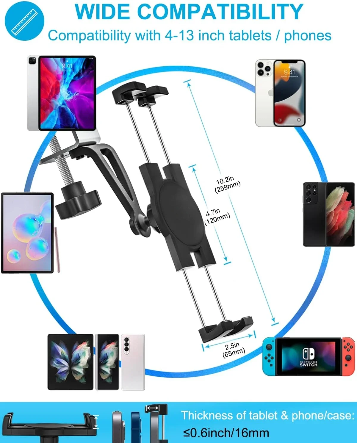 Metal Suporte para Tablet e Telefone Celular Armário de Cozinha Suporte para Ipad Air Pro 413 - Imagem 4