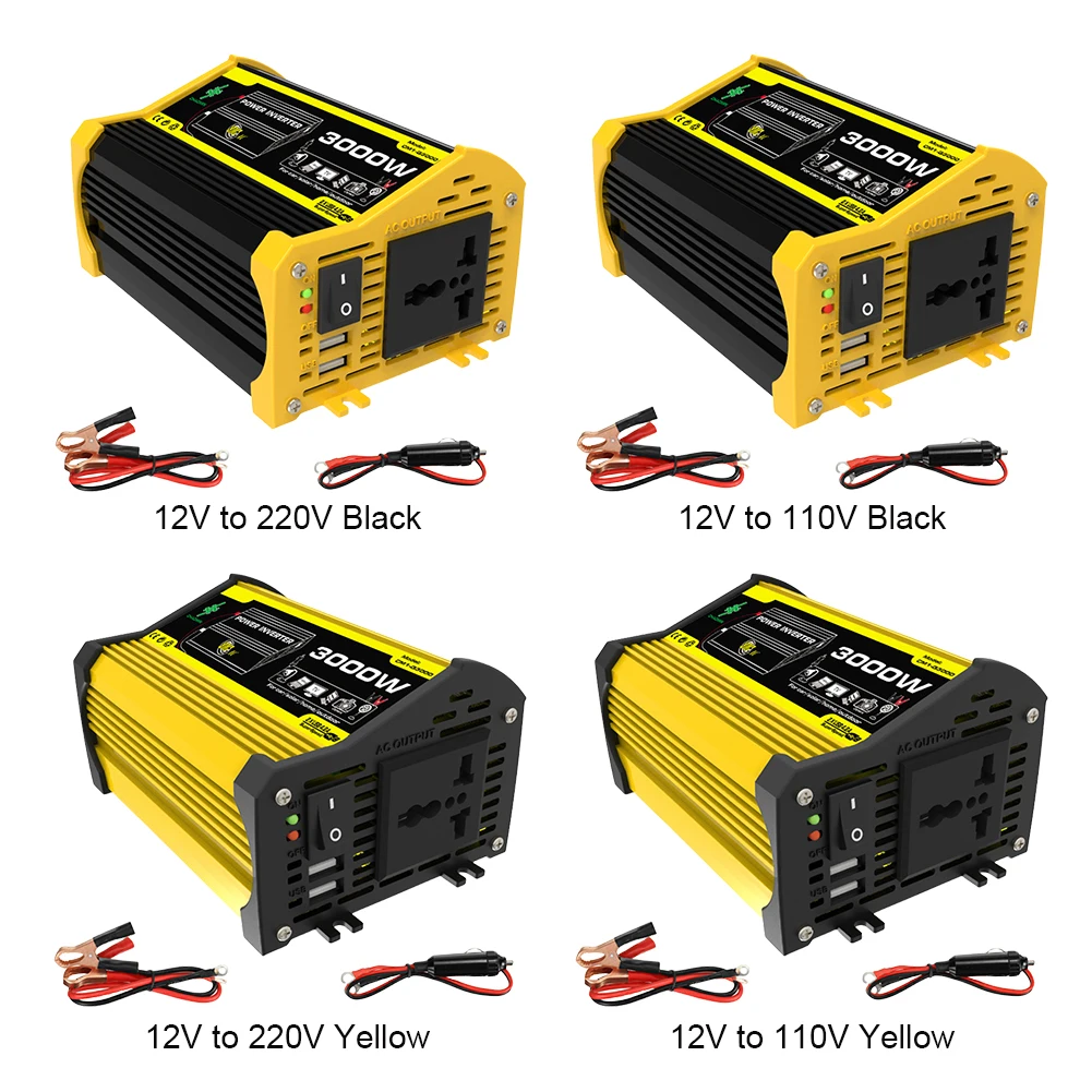 3000W 지능형 전력 인버터 수정된 사인파 듀얼 USB 자동차 전압 변압기 아이패드 폰용 휴대용 전력 인버터