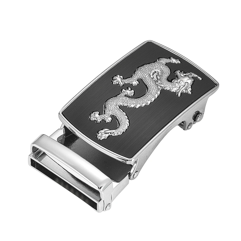 Mythical Animals Chinese Dragon Geometry Rectangle Automatic Metal Belt Buckle Punk Hip Hop Sash Clasp Men\'s Jeans Accessories