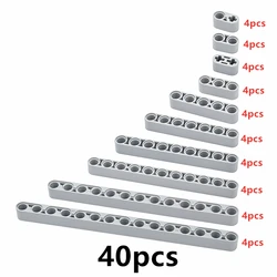 High-Tech DIY Building Blocks: Thick Liftarm Beam with Arm Holes - Creative Toy Accessories (Light Gray-40pcs)