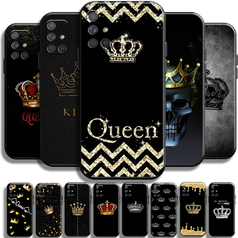 

Fashion Crown Queen King For Samsung Galaxy A71 A71 5G Phone Case Carcasa Back Shockproof Coque Liquid Silicon Soft TPU Funda