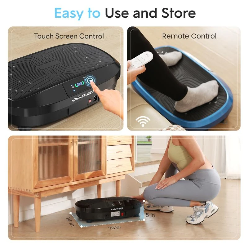 Vibration Plate Exercise Machine with 265LBS Loading Capacity Whole Body Workout Vibration Platform Resistance Bands for Fitness