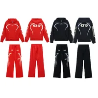 2025 Spring New Autumn/Winter Wash Water Printed High Quality looped Cotton Hoodie Set for Men and Women 1