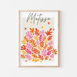 Colorful Modern Abstract Art Canvas with Flowers and Leaves - Wall Décor - 50x70cm No Framed (05)