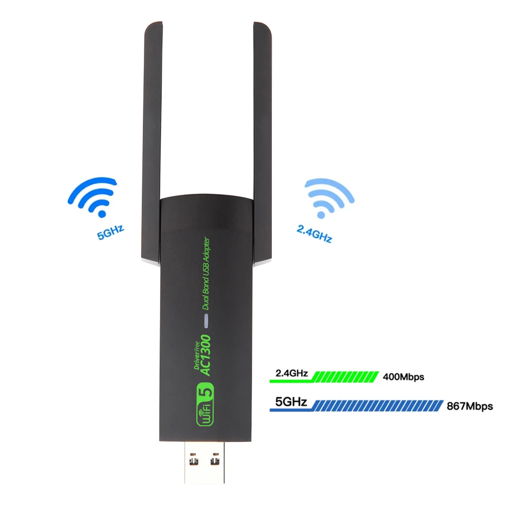 

Free Driver 1300Mbps WiFi USB Adapter Dual Band 2.4G/5Ghz Wi-Fi Dongle 802.11AC Powerful Antenna Wireless Receiver For PC/Laptop