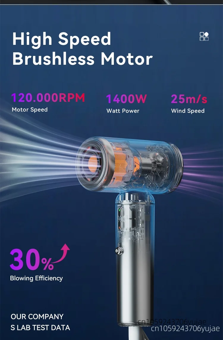 Mini High-Speed Hair Dryer 1400W High-Power Negative Ion Hair Care Portable Home