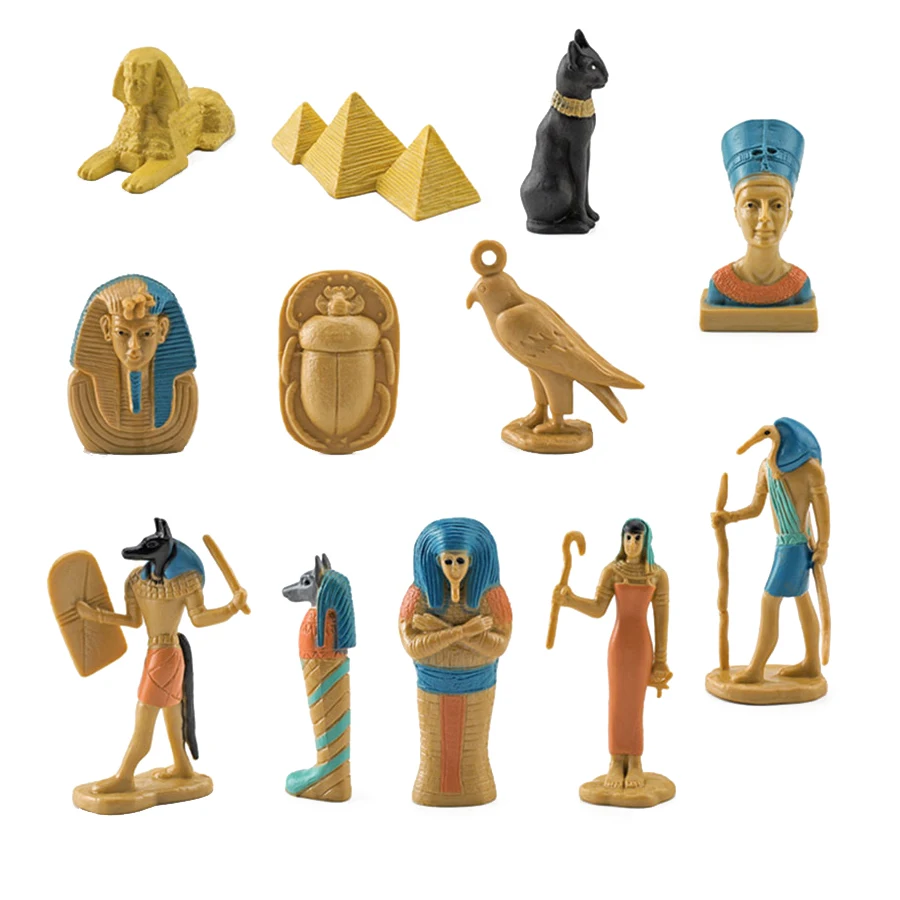 12 個古代エジプト置物人々ミニチュアフィギュアスフィンクス