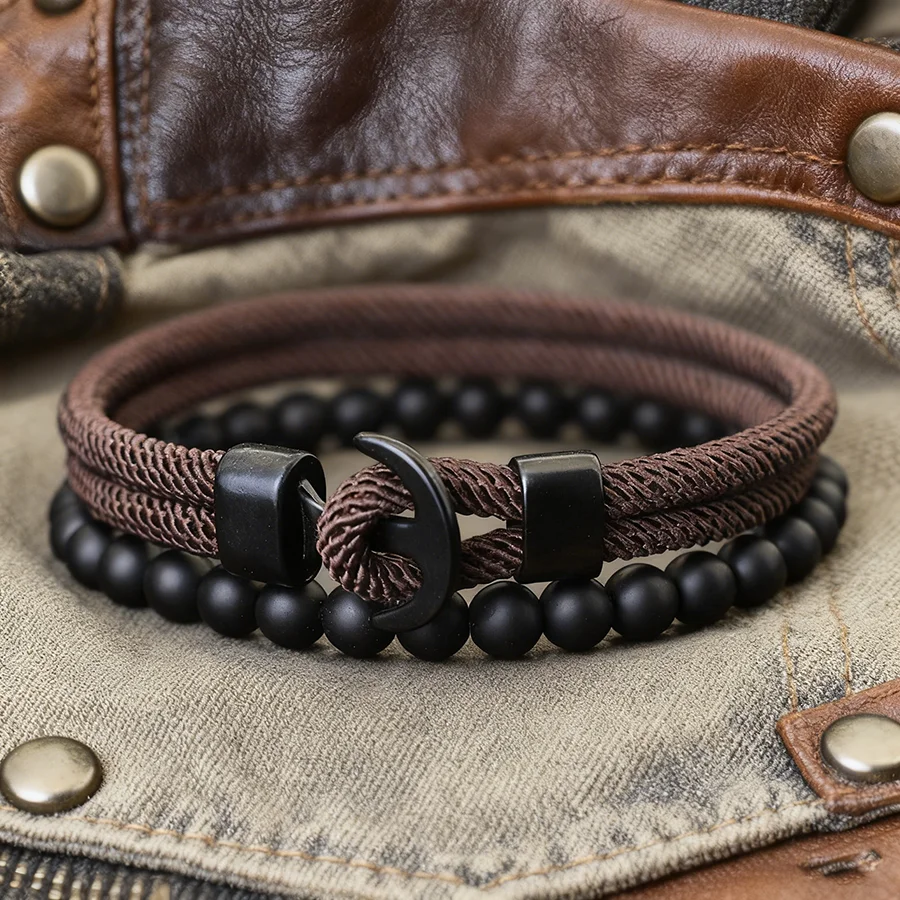 Understated Elegance 2 Teile/para Männer Geflochtenes Armband Mit Premium Hardware 7 Farben Erhältlich Navigation Anker Armband Homme