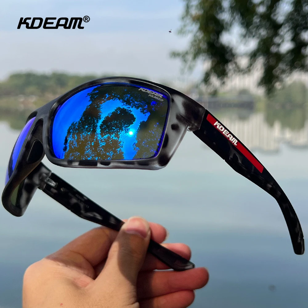 

New Brand KDEAM High quality TR90 Fishing Polarized Sunglasses Men outdoor Sport driving Sun Glasses UV400 with soft Nose pad