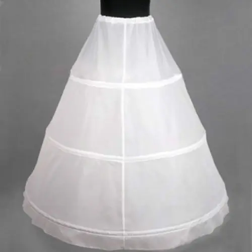 White 3-HOOP Ball Gown BONE FULL CRINOLINE PETTICOAT WEDDING SKIRT SLIP