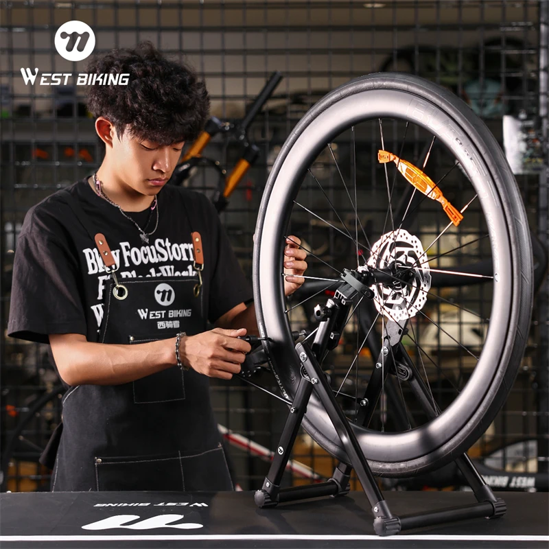 WEST BIKING Bicycle Wheel Truing Stand Foldable Mountain Bike Wheel Rim Corrector For MTB Road Carbon Steel Bicycle Repair Tool