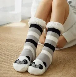 Cozy Women's Fuzzy Plush Winter Slipper Socks - Non-Slip, Warm, and Fluffy with Cute Cartoon Design - One Size (Panda)