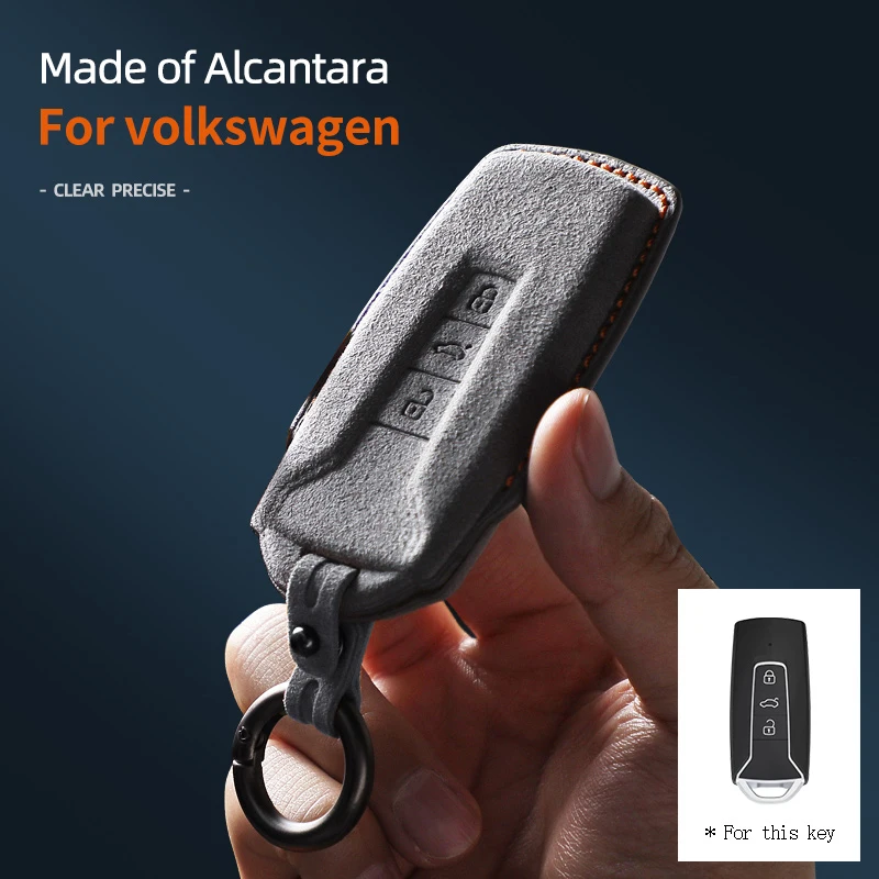 

Alcantara High-quality Car Remote Key Case Cover Shell For VW Volkswagen 2018 - 2021 Touareg 3 Button Keychain Accessories