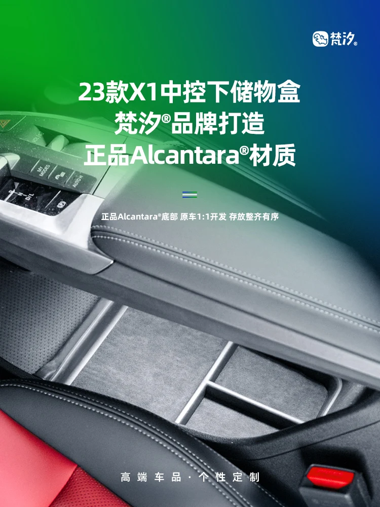 Per Bmw X1 2023 Abs Alcantara Scatola Di Immagazzinaggio Inferiore Di Controllo Centrale